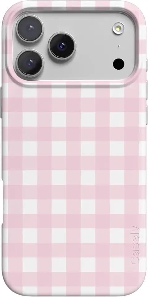 Casely iPhone 17 Pro Max Case | Sunday Best | Pink Plaid | Compatible with MagSafe | Classic Ultra Slim Design
