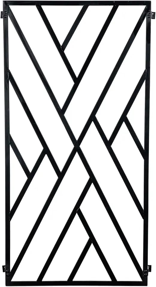 MyGift 47 x 24 Modern Wall Mounted Trellis, Matte Black Metal Geometric Design Mount Large Garden Trellis for Climbing Plants and Crawling Vines with Adjustable Support Rack