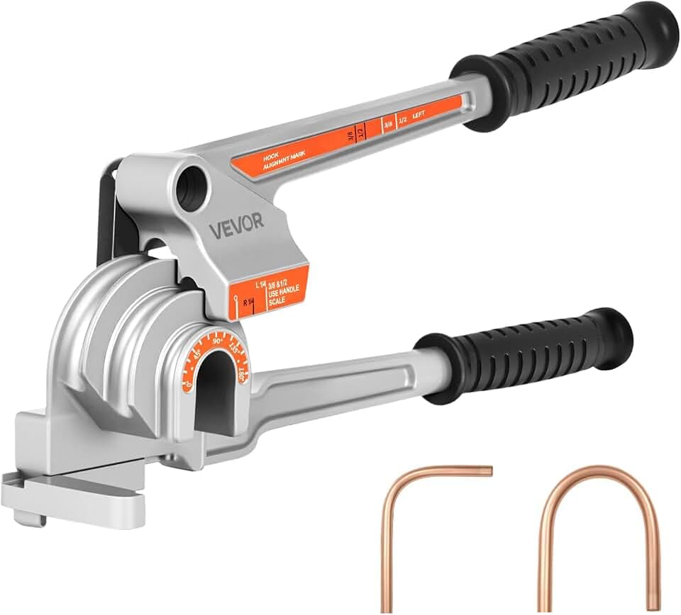 VEVOR Pipe Tube Bender, 1/4", 3/8", 1/2" (12.7 mm) OD, 3 in 1 Manual Level Tube Bender, 180° Copper Aluminum Pipes Bending Tools for HVAC, Pneumatic and Automotive Lines(NOT FOR PLUMBING)