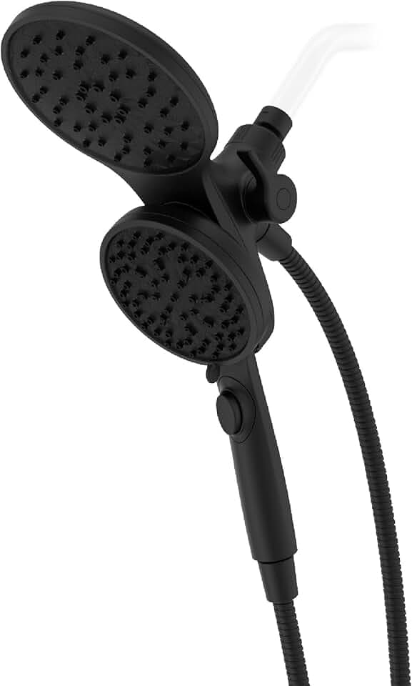 Pfister HydroFuse Dual Shower Head with Handheld Combo, 6-Function High Pressure Magnetic Docking System, 2.5 GPM Flow Rate, Spot Defense Matte Black Finish with Hose 020HFM01SDB