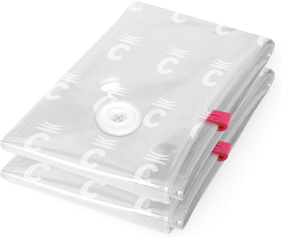Compactor - 2er Set Vakuumbeutel manuell Größe S 60x40 cm - Kompression ohne Staubsauger für Kleidung - Luftdichte, wiederverwendbare Reisebeutel für Koffer und Handgepäck