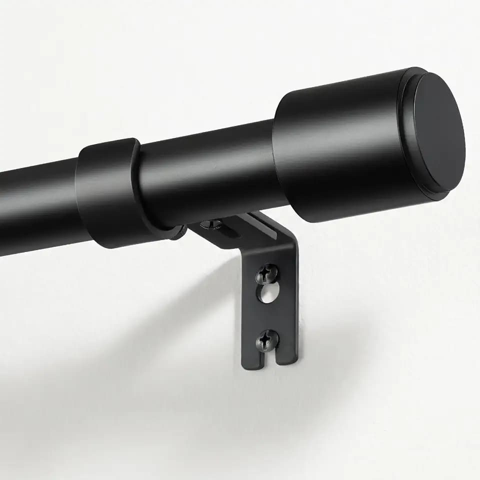Gardinenstangen, 81 bis 366 cm, mattschwarz, Gardinenstange für Ösenvorhänge, 20 mm Durchmesser, lange Gardinenstange, ausziehbar mit Halterung, dekorative Gardinenstange für Schlafzimmer, Wohnzimmer