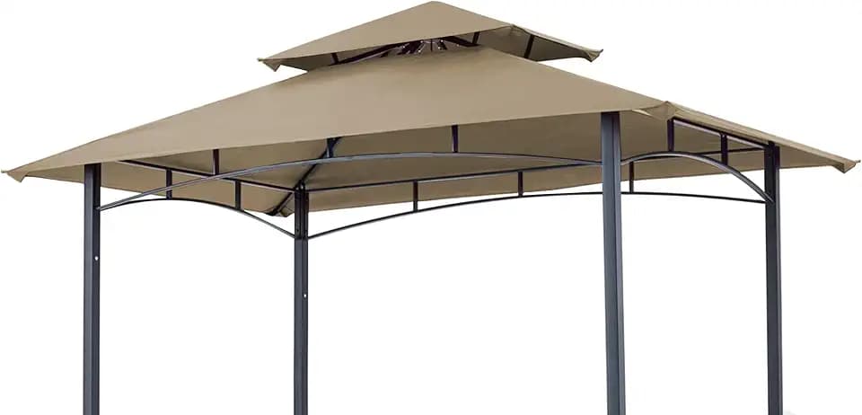 SCOCANOPY 8x5 Ft Replacement Grill BBQ Gazebo Top Compatible with Grill Gazebo Frame Model L-GG001PST-F,L-GG001PST-H,L-GG001PST-F2,(Khaki)