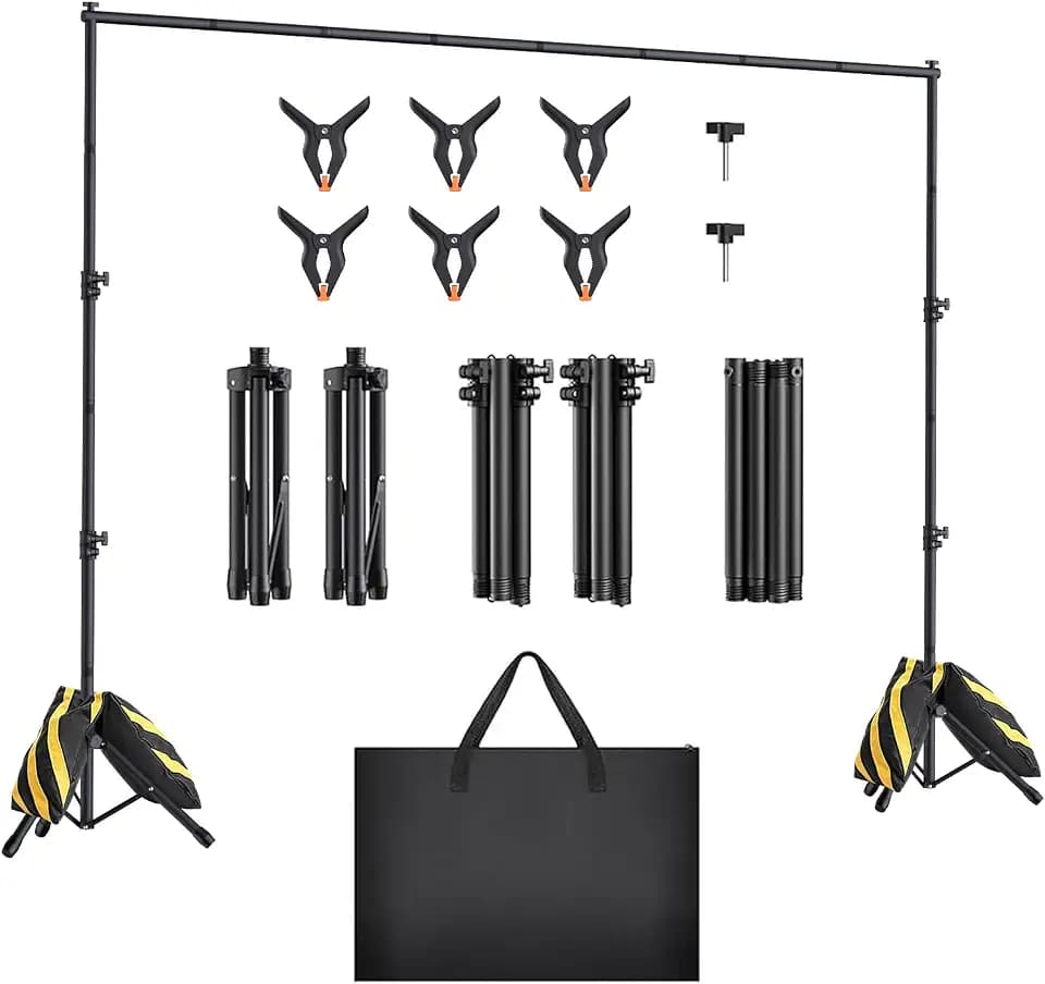 Backdrop Stand 10x7.5ft, Height Adjustable and Width Adjustable Backdrop Stand, Back Drop Stand for Balloon Arch, Photo, Parties