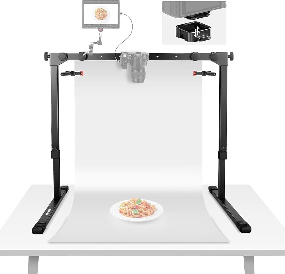 NEEWER Überkopf Kamera Halterung Rig für Aufnahmen von oben nach unten mit 1s Schnellverschluss Arca Typ QR Platte, robuster Tischständer für mehrere Geräte zum Kochen,Schreibtischbreite ≥ 80cm, ST200