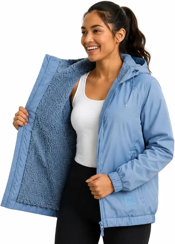 Reebok Womens Windbreaker Jacket - Midweight Sherpa Fleece Softshell