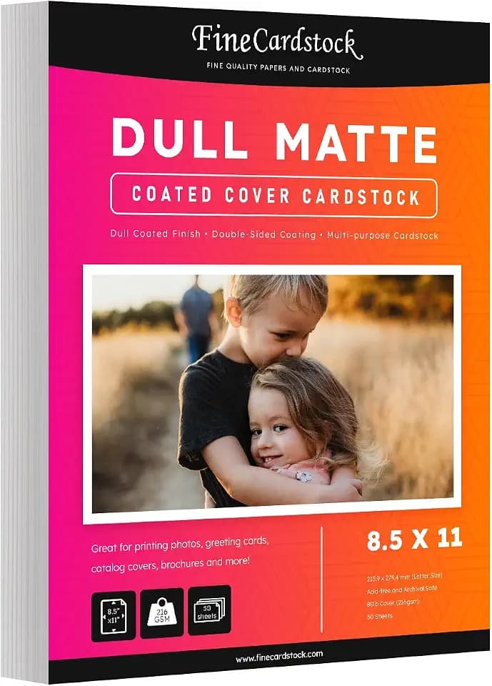 Dull 80lb Cover Digital Low Gloss Cardstock, Double Sided C2S, Coated, Perfect for Color Laser Printing, Design Proposals, Business Cards, Flyers, Brochures | Matte Finish | 8.5" x 11" | 50 Sheets