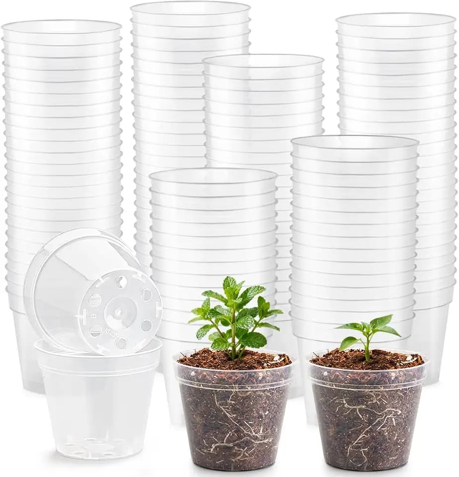 100 Pack 2.5" Clear Nursery Pots for Plants Seeds Starter Germination