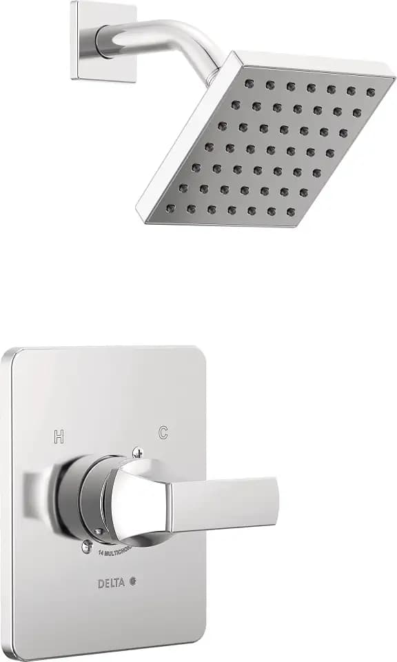 Delta Velum 14 Series Shower Faucet Set, Chrome Shower Head and Handle Set, Valve Trim Kit, Chrome T14237 (Valve Not Included)