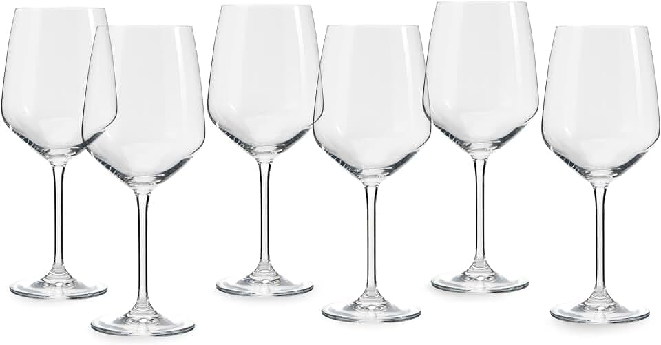 ECHTWERK Rotwein-Gläser 6er Set, 627 ml - Zeitlose Weingläser, Weinkelche, Robuste Gläser, großer Öffnung und langgezogenen Stielen, spülmaschinenfest, 23,3 x 9,8 cm