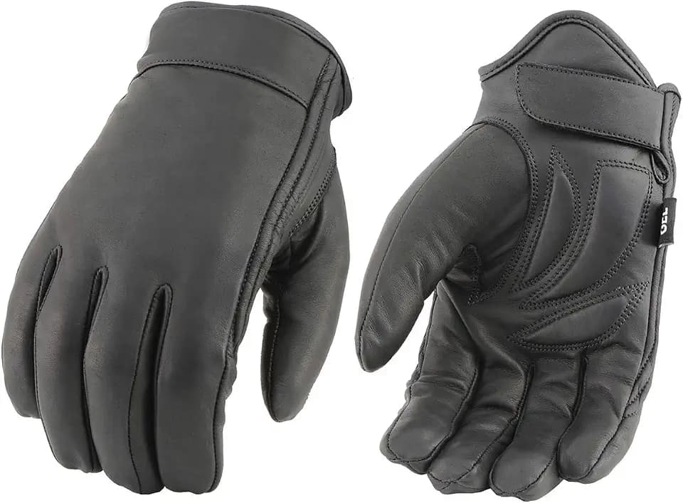 Milwaukee Leather MG7522 Men’s Black Leather Waterproof Cruiser Glove w/Gel Palm