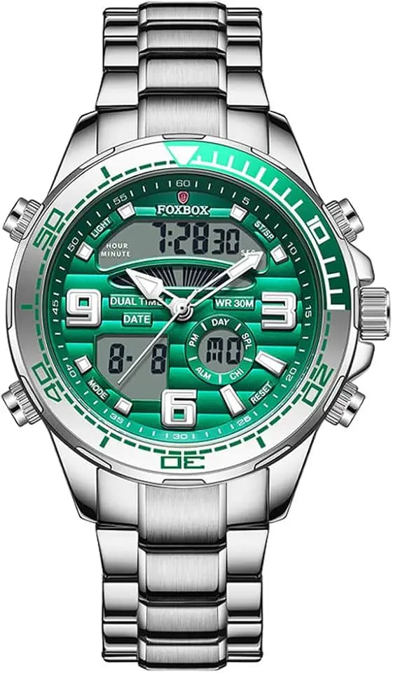 Men Luxury Dual Display Luminous Waterproof Analog Quartz Digital Wrist Watch Couple Watches