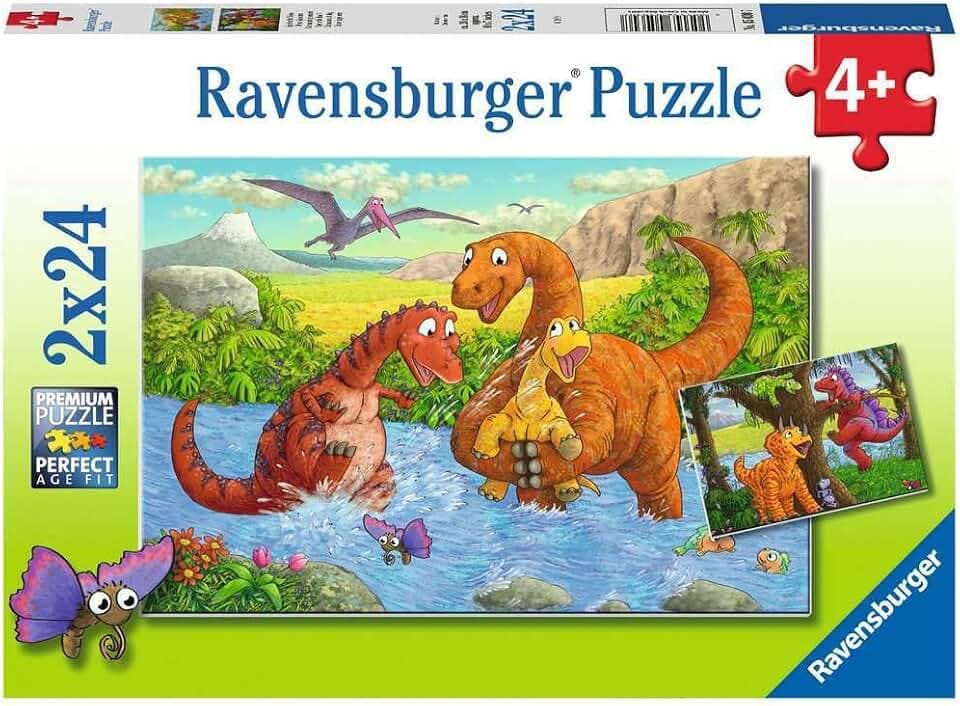 Ravensburger Puzzle Spielende Dinos - 2x24 Teile Puzzle ab 4 Jahre