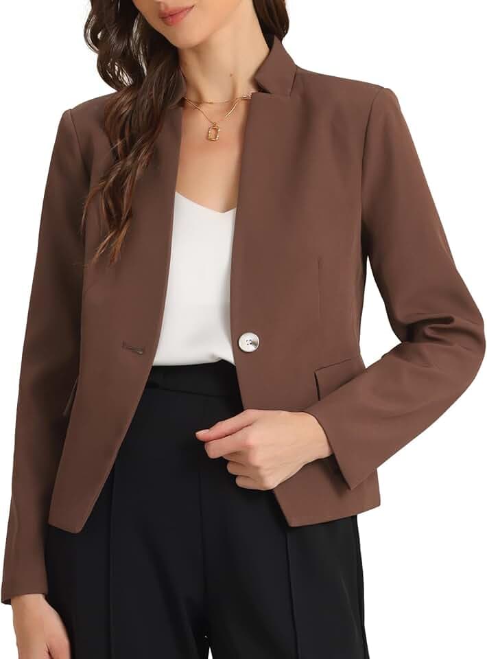 Allegra K Business Casual Blazer für Damen Stehkragen Langarm Knopf Arbeit Blazer Anzugjacke