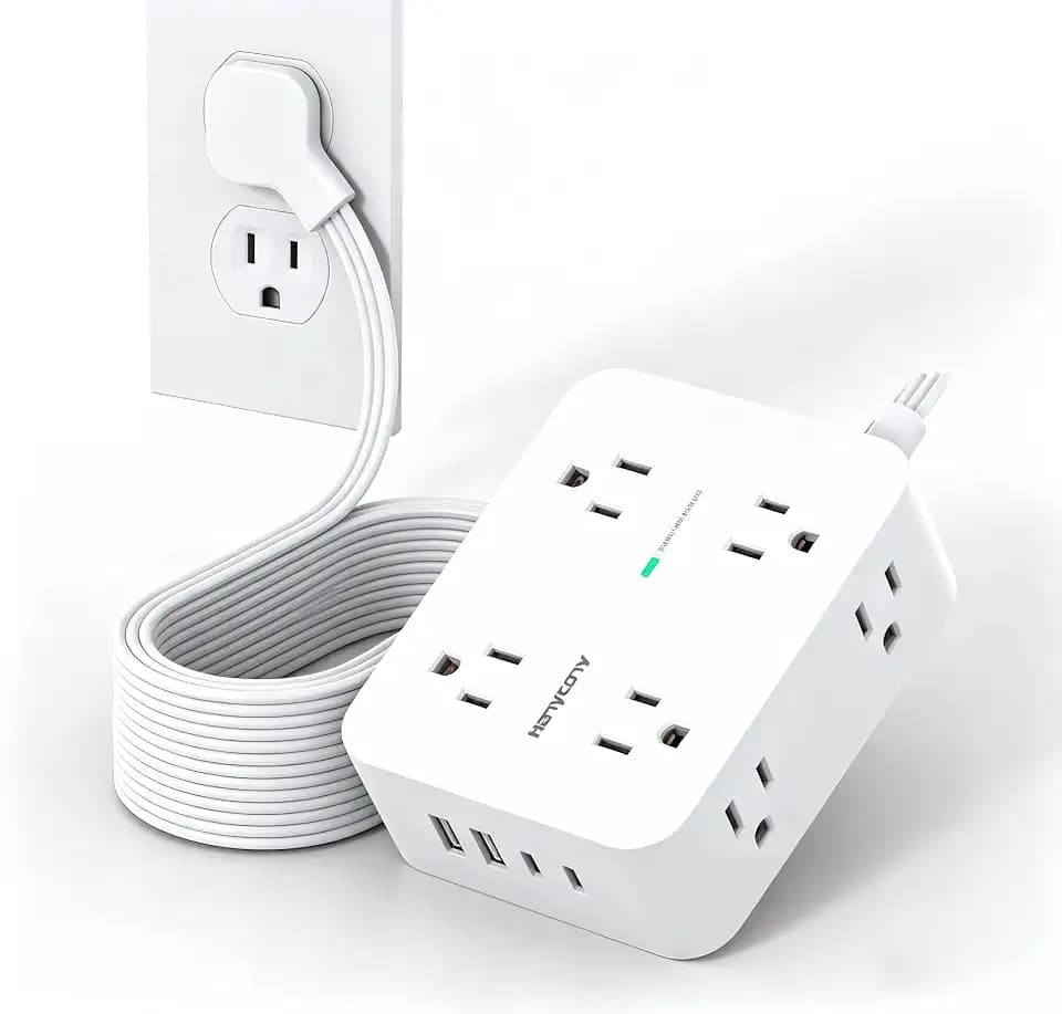 25 Ft Extra Long Extension Cord, 1080J Surge Protector Power Strip HANYCONY