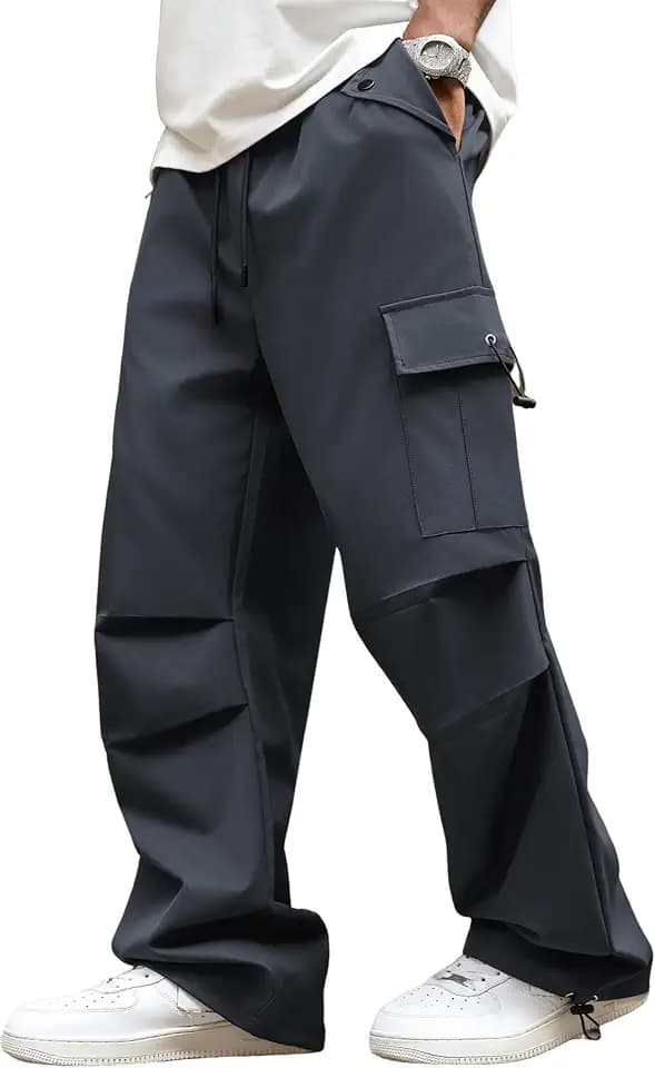 ZAFUL Cargo Pants for Men Casual Stretch Elastic Drawstring Parachute Pants