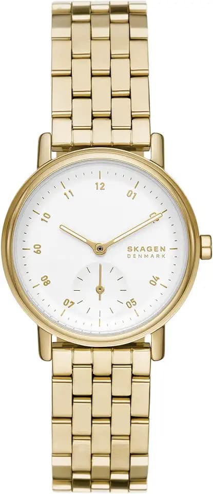 Skagen Kuppel Damenuhr, Quarz-Dreizeiger-Uhrwerk mit Edelstahl-, Stoff- oder Lederarmband