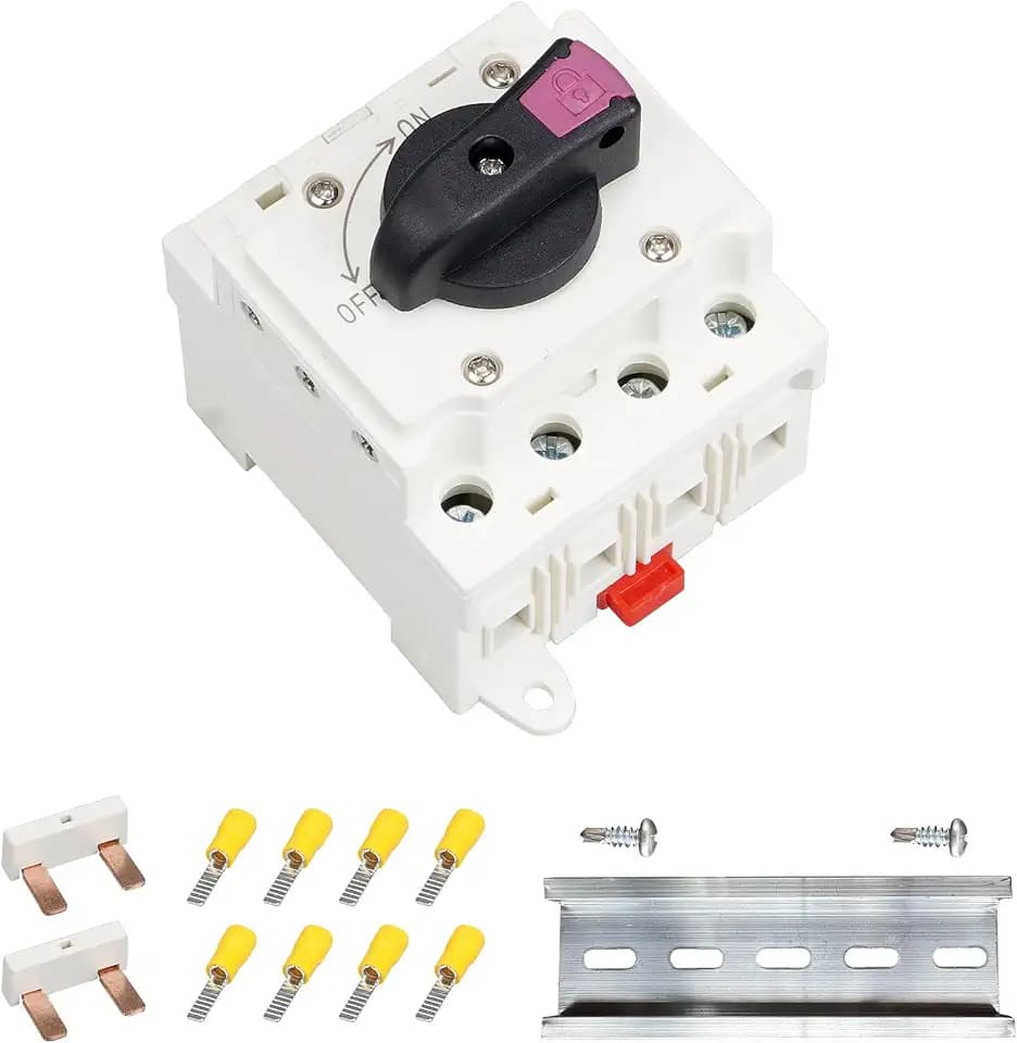 Solar Isolator Disconnect Switch 32A DC 1500V 4 Poles Circuit Breaker for Solar PV System, Rvs and Homes(DIN Rail Mount, Lockable)