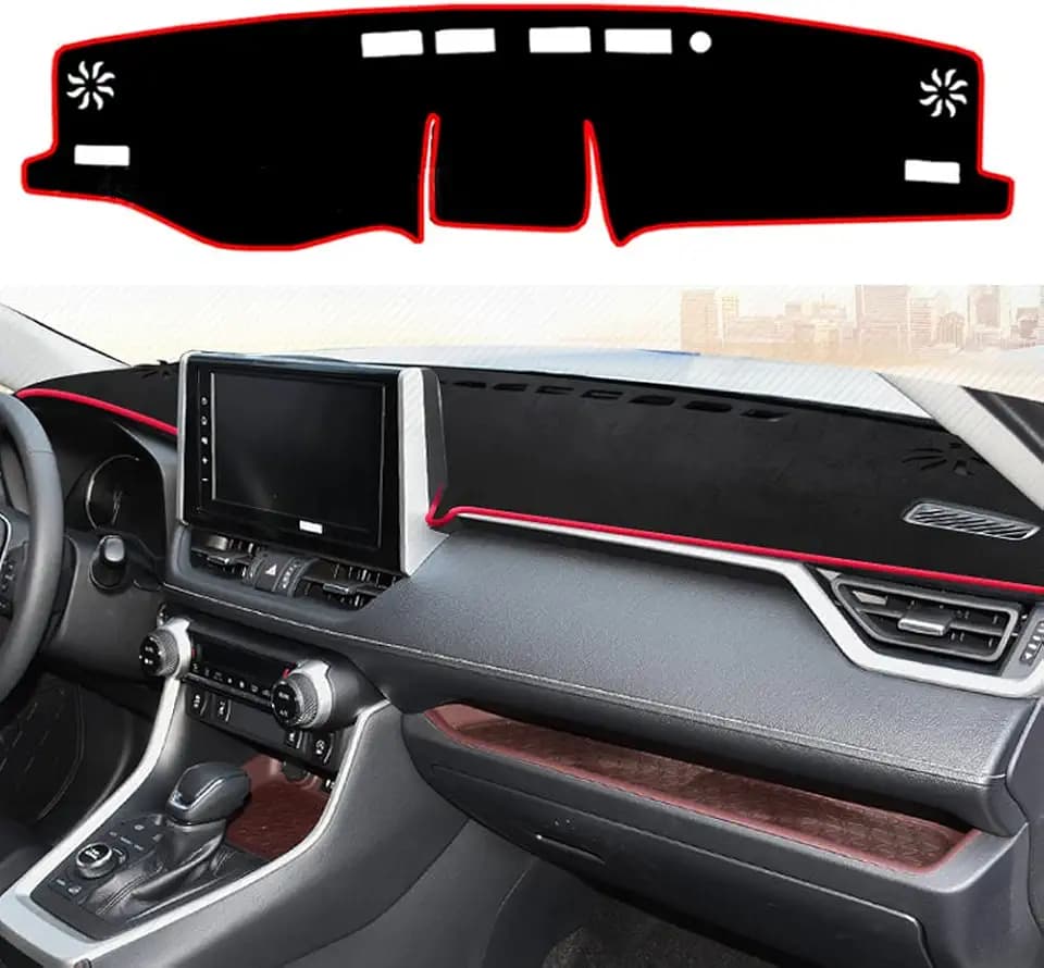 Dashboard Cover Dash Cover Mat Pad Carpet Custom Fit for RAV4 Accessories 2019 2020 2021 2022 2023 2024 2025 Accessories Anti-Skid Center Console Protector Cover Mat(Red Edge)