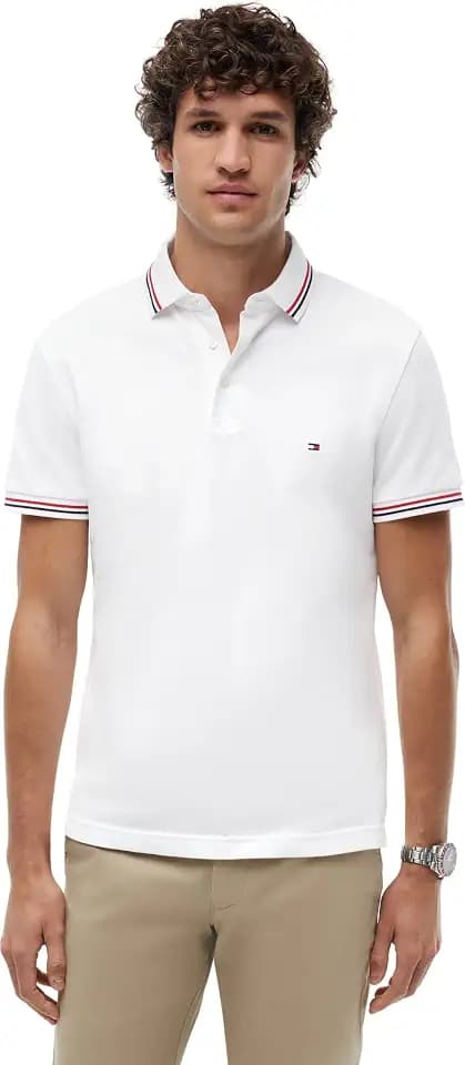 Tommy Hilfiger Herren Poloshirt Kurzarm Slim Fit mit Kontrast-Details