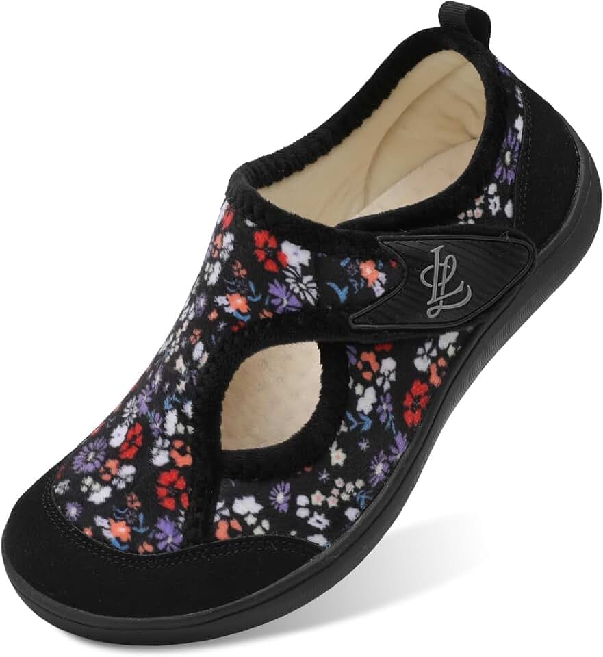 LeIsfIt Womens Slippers Wide Toe Box Adjustable Diabetic House Shoes