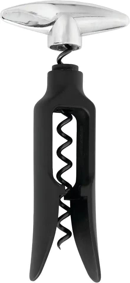 True Self Pulling Corkscrew Wine Opener, Durable Plastic with Easy Turn Chrome Handle, Wine Bottle Opener for Bartenders, Home Bar Tools, Bar Cart Accessories, Kitchen Essentials, Set of 1, Black