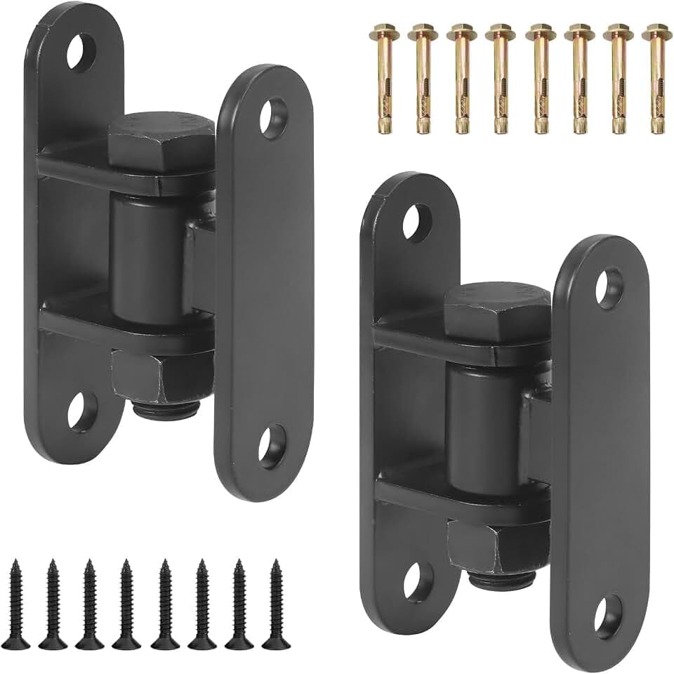 Heavy Duty Gate Hinges, Wall Mount Gate Hinge with Screw for Farm Gates, Wooden Fences, Metal Gates, Black-2 Pairs(Bolts Removable)