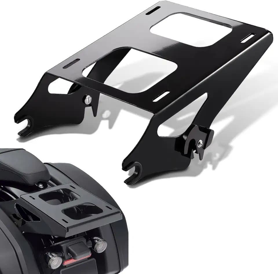 Amazicha Detachable Two 2 Up Tour Pack Pak Luggage Rack Mounting Rack Black Compatible for Harley Davidson Touring Street Glide/Electra Glide/Road Glide/Road King 2014-2024