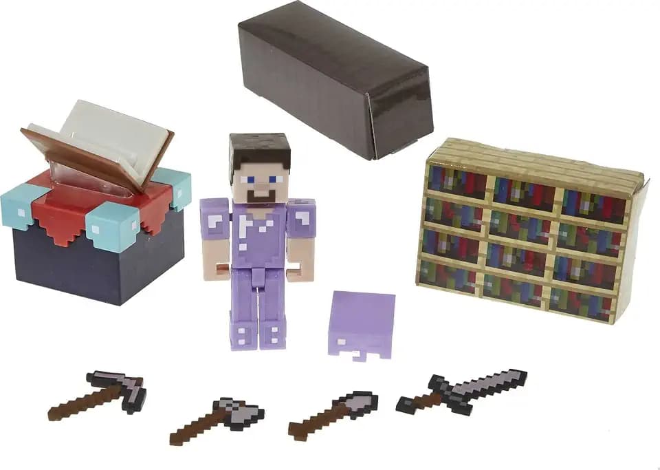 Minecraft GYB62 - Zauberraum-Spielset mit ca. 8 cm großer Steve-Figur und Zubehör,Spielzeug ab 6 Jahren
