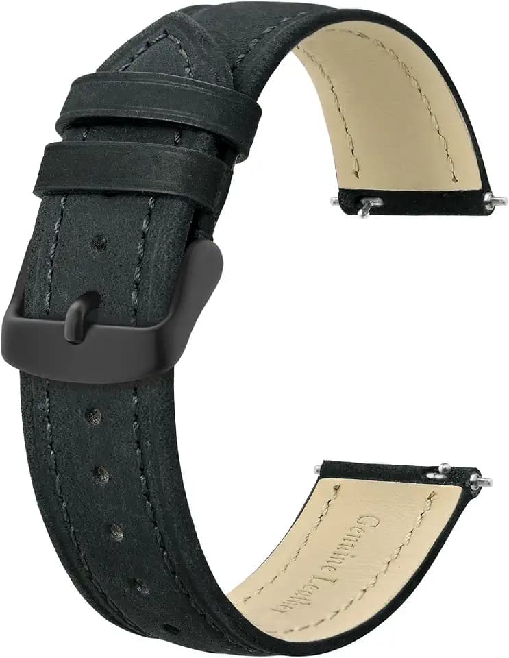 BISONSTRAP Extra Long Watch Bands 18mm 20mm 22mm 24mm, Leather Watch Straps for Men, XL Replacement Strap for Large Wrists
