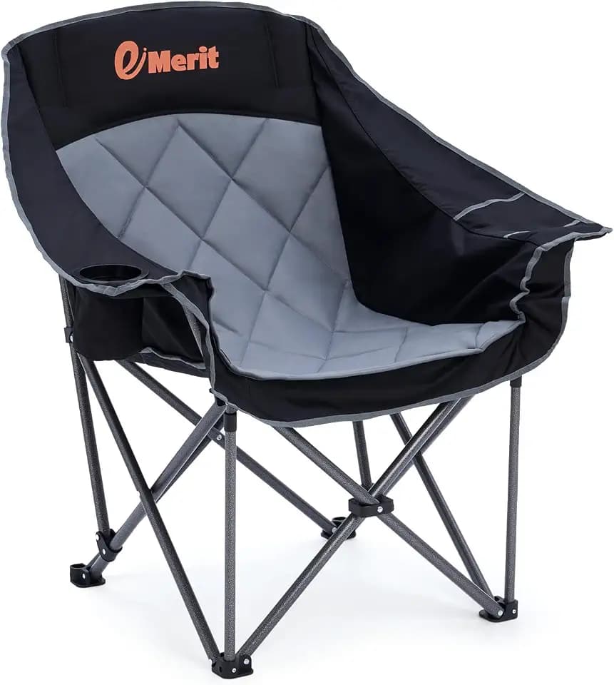2 Pack Big & Tall Camping Chairs, Padded Folding Chairs for Heavy Adults