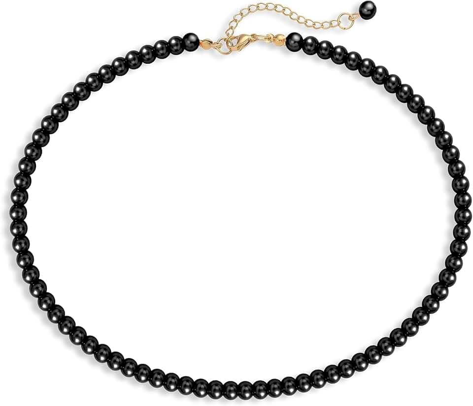 Imitation Pearl Necklaces for Women, 8MM/6MM Beaded Choker Necklace, Fake Pearl Costume Jewelry, 12 Colors, 6 MM and 8 MM Bead 2 Sizes