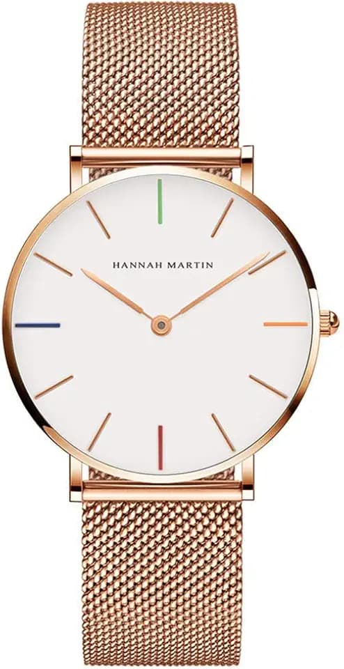 HANNAH MARTIN Damen Uhren Analog Quarz Edelstahl Wasserdicht Mesh Ultradünne