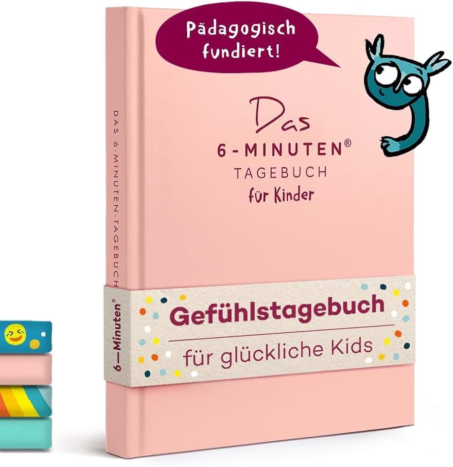 6-Minuten® Gefühlstagebuch Kinder 6–12 Jahre – Gefühle verstehen, Selbstbewusstsein & Achtsamkeit aufbauen – Tagebuch Mädchen – Gefühle Buch – Einschulung Mädchen und Jungs Geschenk