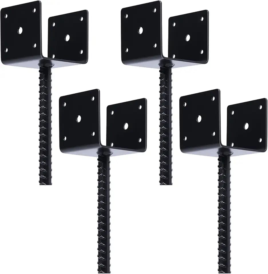 Concrete Fence Post Base 4x4 inches 4 Pack, Fence Post Anchor Holder Pergola Brackets