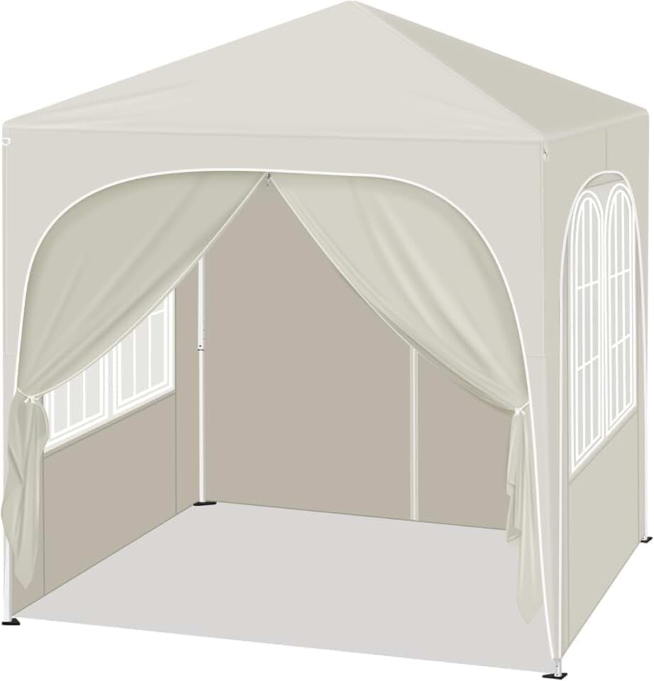 WOLTU Faltpavillon 2x2m Pop up mit 4 abnehmbaren Wänden Pavillon Beige