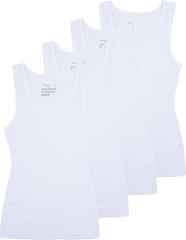 Comfneat Damen 4-Pack Slim-Fit Tank Tops Bequeme Unterhemden