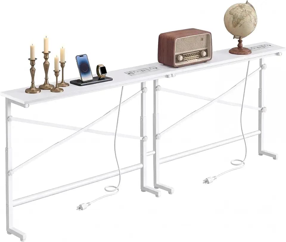78.8 Inch Behind Couch Table with 2 AC Outlet, Narrow Console Table