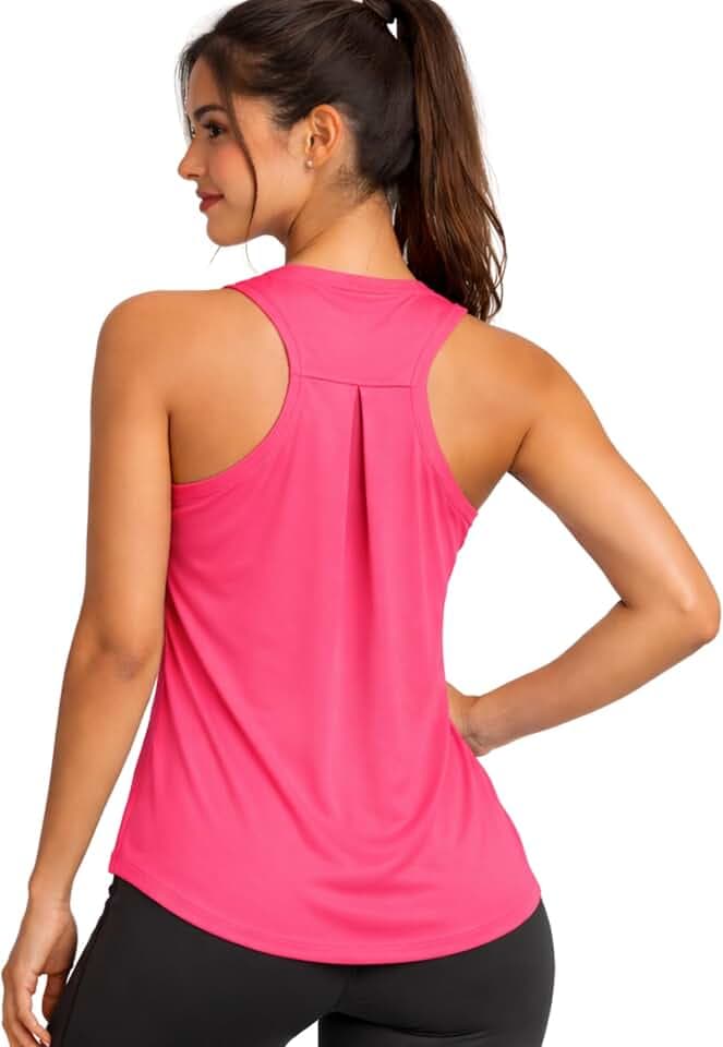 Womens Workout Tops Racerback Athletic Tank Top, Lightweight Relaxed Fit Workout Shirts Women, Yoga Tops for Women & Running