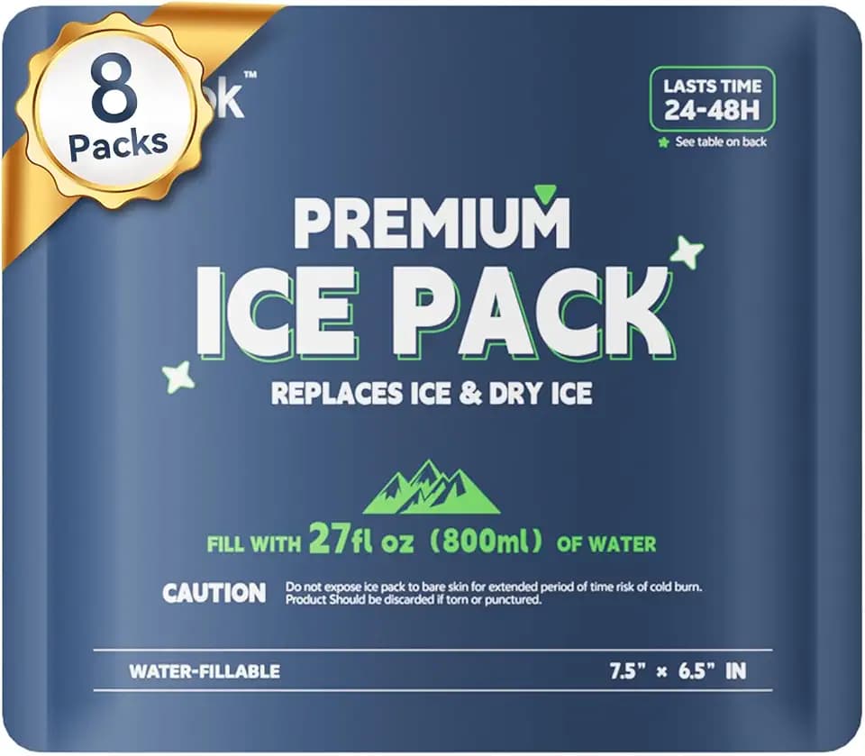 8 Packs Reusable Ice Packs for Cooler - Long Lasting Cold Freezer Packs for Coolers and Lunch Boxes Z1