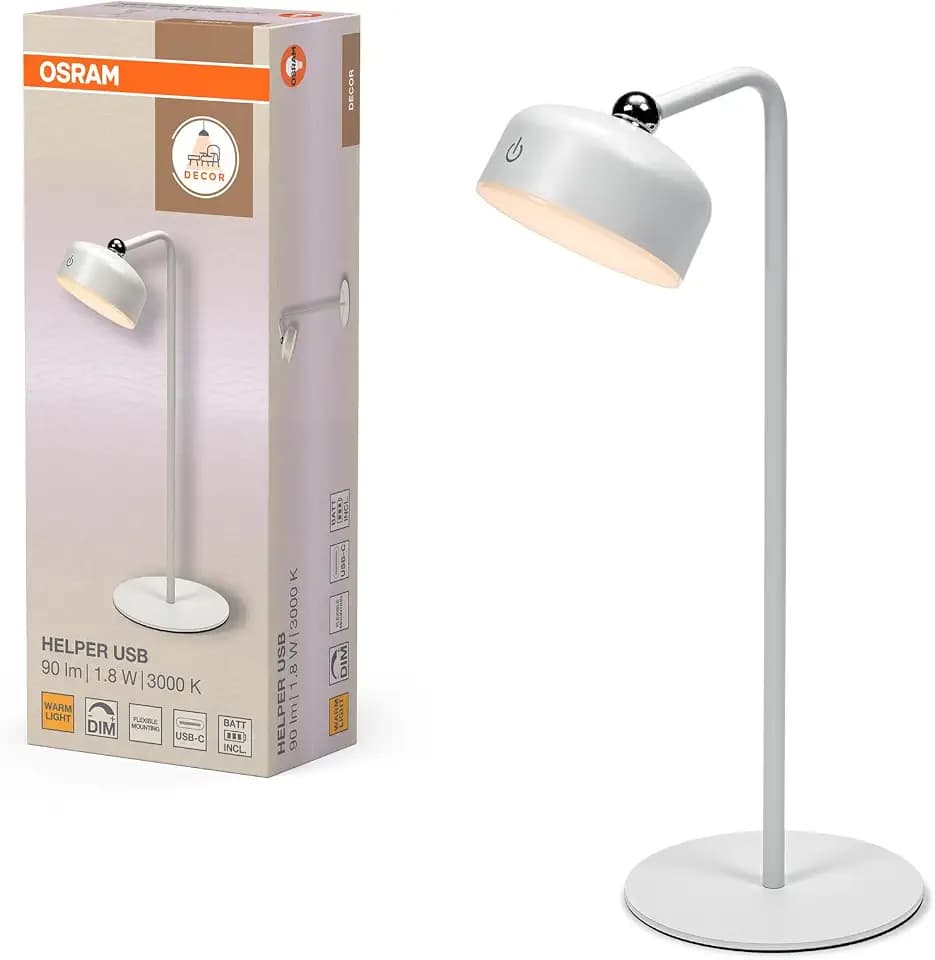 Osram LED-Leuchte weiß, 3000 K, dimmbar, mit Touchfunktion und USB-Akku, ideal als Tischleuchte, Wandlicht oder Nachtlicht im Innenbereich