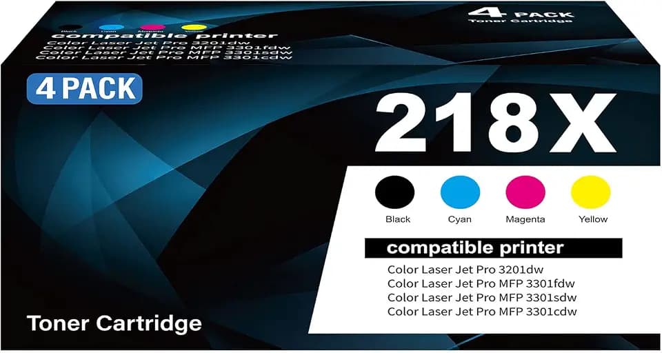 218X Toner Cartridges 4 Pack for HP 218X W2180X 218A W2180A