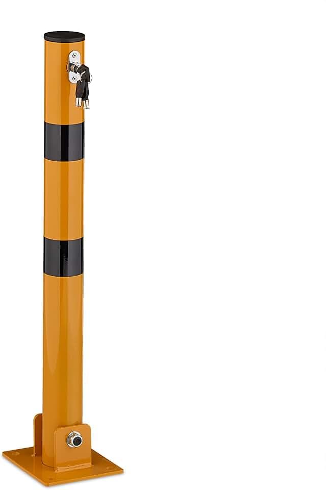 Relaxdays Absperrpfosten, klappbar, Stahl, Parkplatz Absperrung, H: 65 cm, abschließbar, runder Parkpfosten, Farbwahl