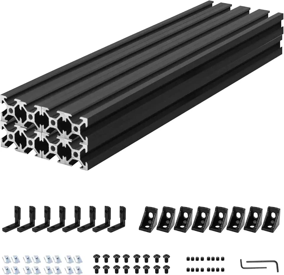 8 Stück 2020 V Typ Schwarz 200mm und 20x20 aluminium profil Verbinder Kit Europäischer Standard Eloxierte Linearschiene aluminiumprofile Extrusion,für DIY 3D Drucker und CNC Maschinen