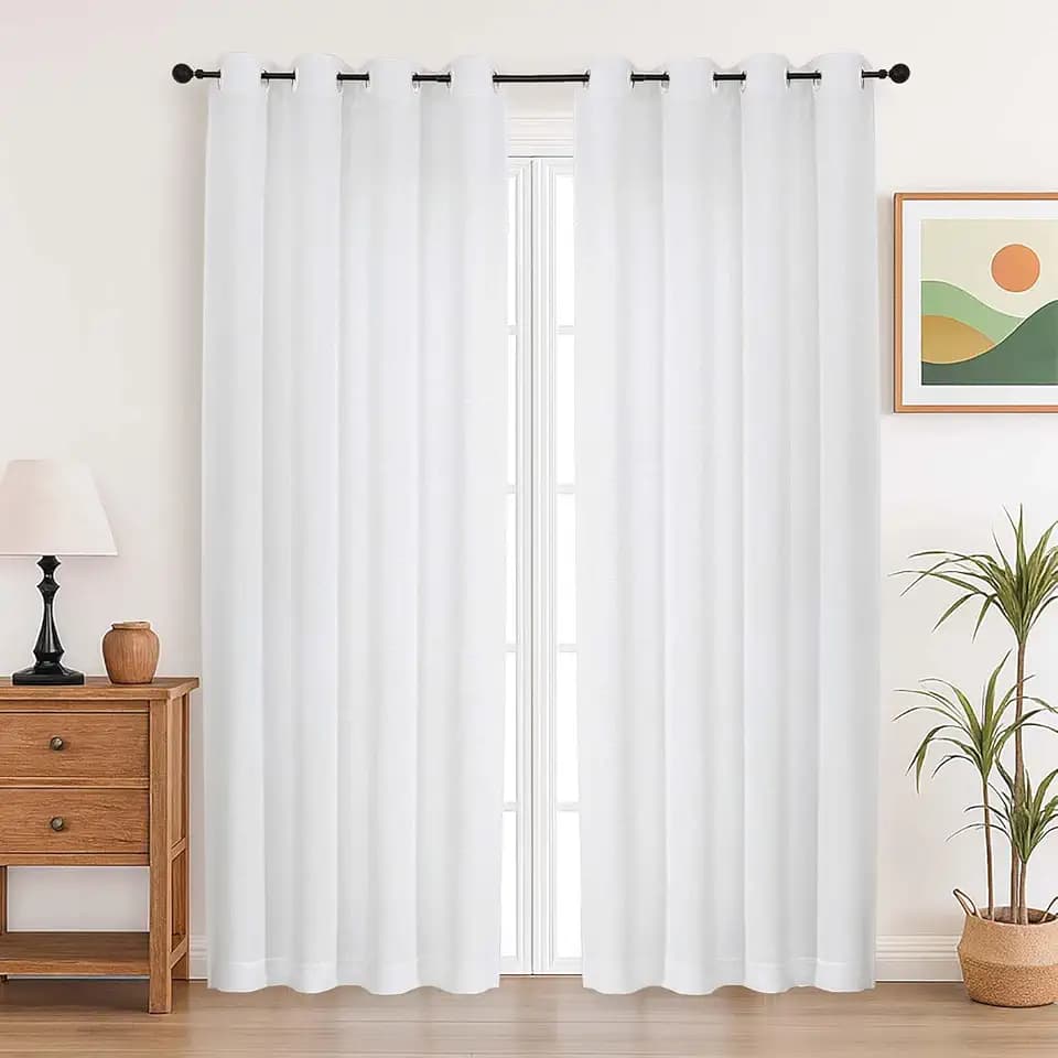 Simplebrand Weiße Lichtfilternde Vorhänge mit Ösen 2er Set H220 x B140 cm