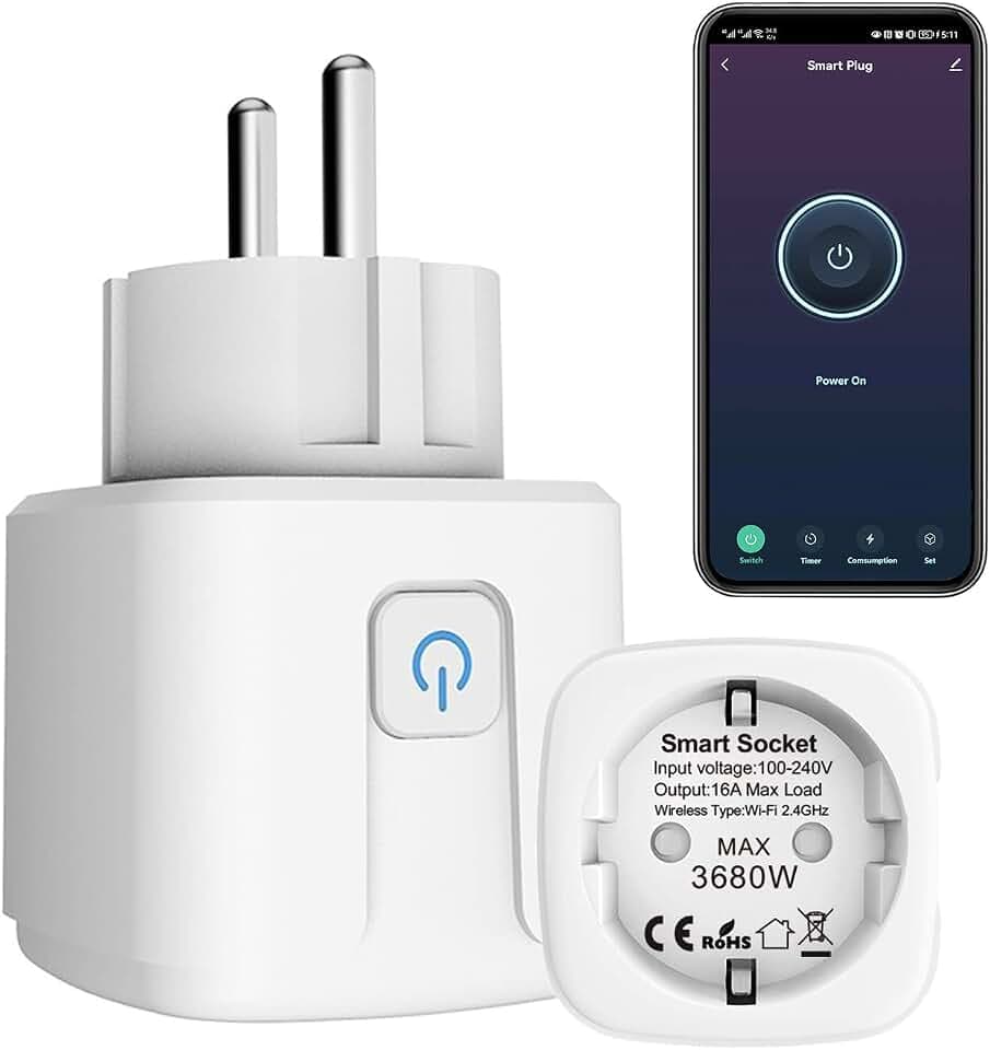 ZigBee Smart Steckdose 16A, 3680W Alexa Steckdose mit Fernbedienung/Sprachsteuerung, Intelligente Steckdos misst den Stromverbrauch, Steckdos Kompatibel mit Alexa&Google Home. Hub Required. 1 Pack
