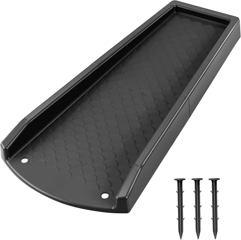 Ogutter Splash Blocks for Gutters Downspouts, 24" Downspout Extensions for Rain Water Drainage, Thickened Gutter Splash Guard with Fixing Piles(1 Pack, Black)
