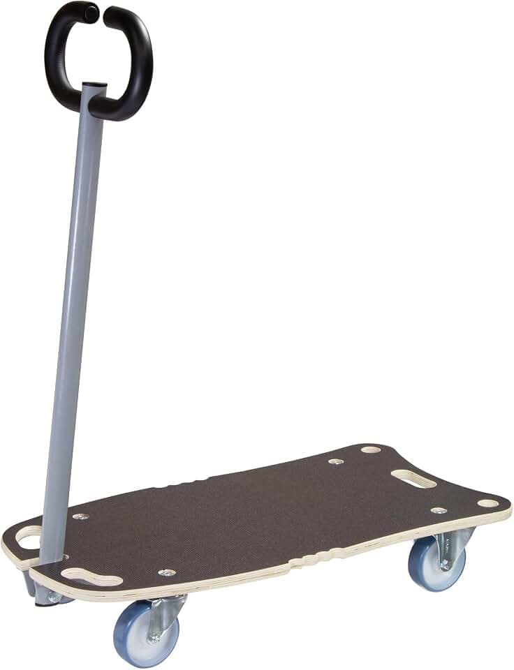 WAGNER Transportroller Transporthilfe 1187 I Schichtholz mit Grip I 80 x 40 x 14,5 cm, Tragkraft 300 kg I Möbelroller für Umzug I Deichsel klappbar I Softrollen I Tragegriffe I FSC® I Made in DE