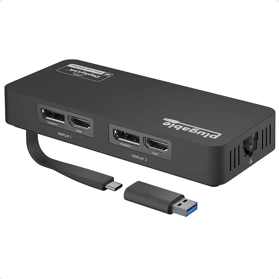 Plugable 4K DisplayPort and HDMI Dual Monitor Adapter for USB 3.0 and USB-C, Compatible with Windows and ChromeOS (Replaced by USBC-6950U)