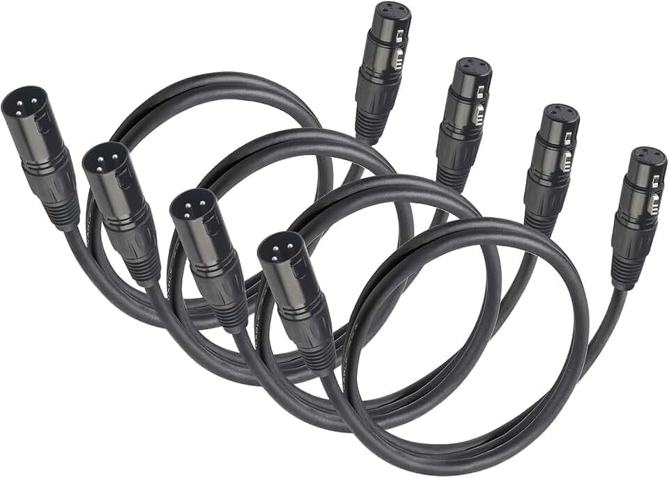 DMX Kabel 1.2m, 3.94ft XLR Kabel for Stage Light or Microphone, DMX Kabel 3 Polig With Male to Female Connector.(4 Stück)